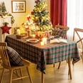 thumbnail image 2 of Red Tartan Plaid Snowflake Christmas Tablecloth, Winter Holiday Tablecloths for Rectangle Tables Parties Dining Farmhouse Kitchen Decor, 2 of 6