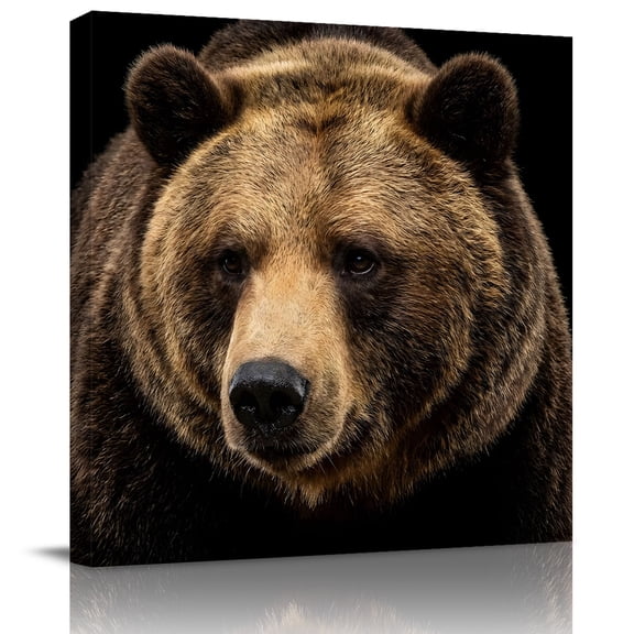 Wall Art Prints, Brown Bear Framed Canvas Prints for Bedroom Living Room Bathroom Office, Powerful Animal Wildlife Farmhouse. Gallery Wrap Wall Art Poster for Gifts Home Decor 8"x8"