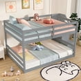 thumbnail image 6 of Costway Full Over Full Low Bunk Bed with Storage Stairs with Full-length Guardrails Gray, 6 of 11