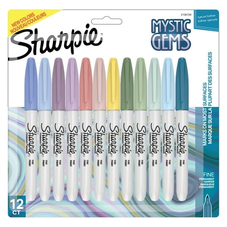 Sharpie Permanent Markers, Mystic Gem Special Edition, Fine Point, Assorted Colors, 12 Count