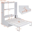 thumbnail image 3 of Queen Size Murphy Bed Frame with Cushion Under The Chair,  Upholstered Cabinet Bed, Wood Frame Wall Bed, Horizontal Murphy Bed for Guest Bedroom Apartments Studio Use, 3 of 8