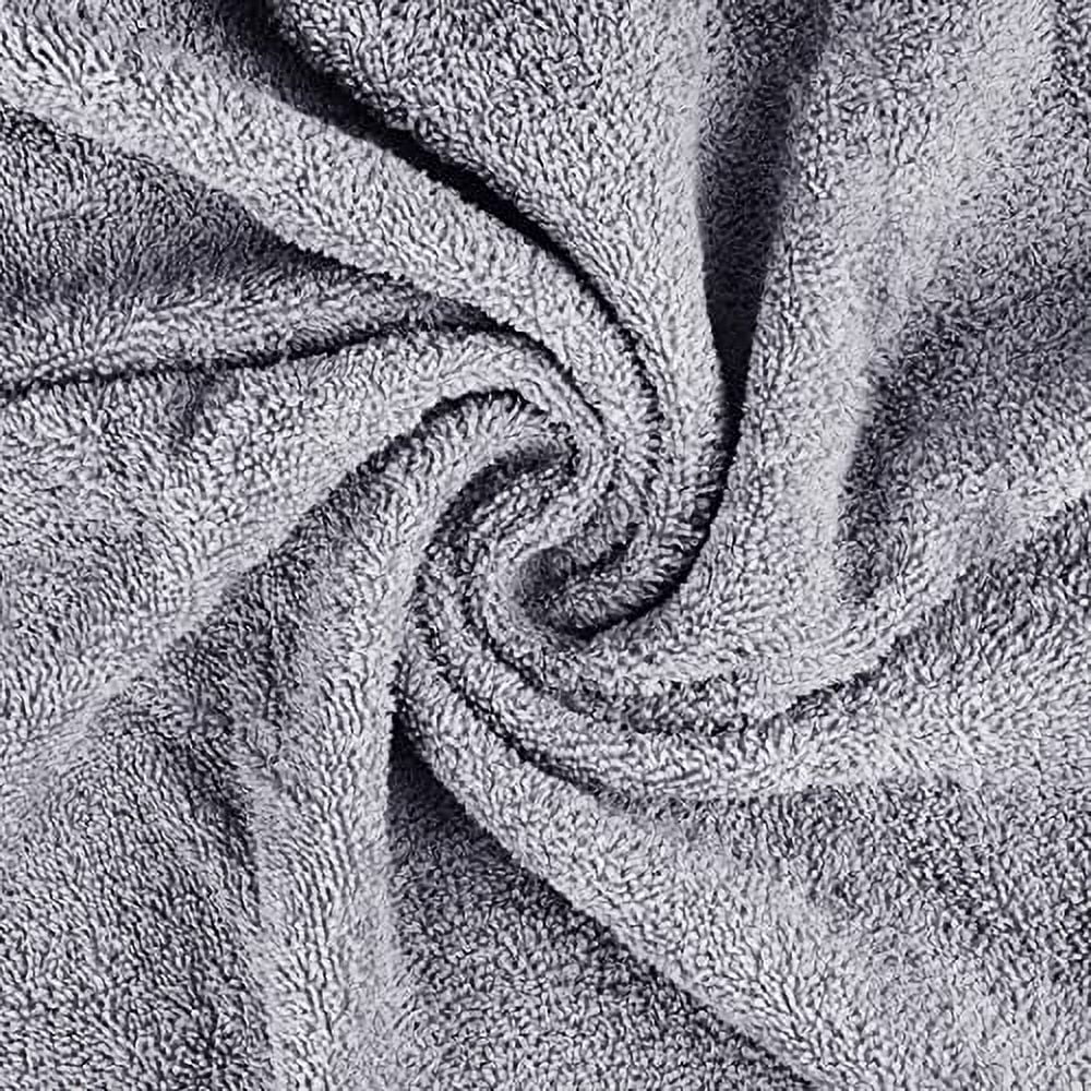 CASA COPENHAGEN Designed in Denmark 600 GSM 2 Large Bath Towels 2 Large Hand Towels 2 Washcloths, Super Soft Egyptian Cotton 6 Towels Set for Bathroom, Kitchen & Shower - Grey Violet