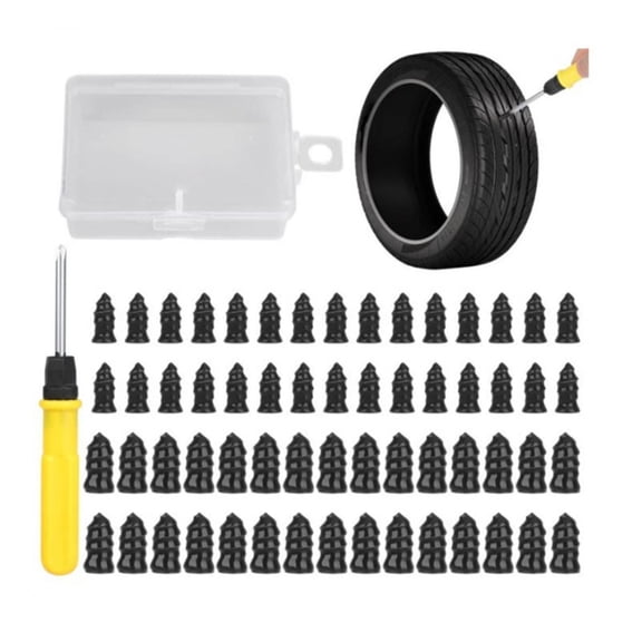 Vruelia 40PCS Tire Repair Rubber Nail, Tire Repair Rubber Screws Black, Fast Tool Self-Service Tire Repair Nail (20S 20L)