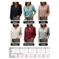 thumbnail image 2 of Camiseta mujer, Camiseta holgada de manga larga con hombros caídos y botones para mujer Abody Negro/Pequeña, 2 of 7