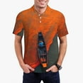 thumbnail image 1 of Bingfone Orange Net Fishing Boat for Men's Button-down POLO Shirts, Quick-drying Shirts and T-shirts for Summer, Suitable for Vacation and Business-Small, 1 of 6