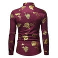 thumbnail image 1 of Pompotops Chemise de Soirée Homme Boîte de Nuit Dorée Imprimée 3D Rose Ajustée en Solde, 1 of 8
