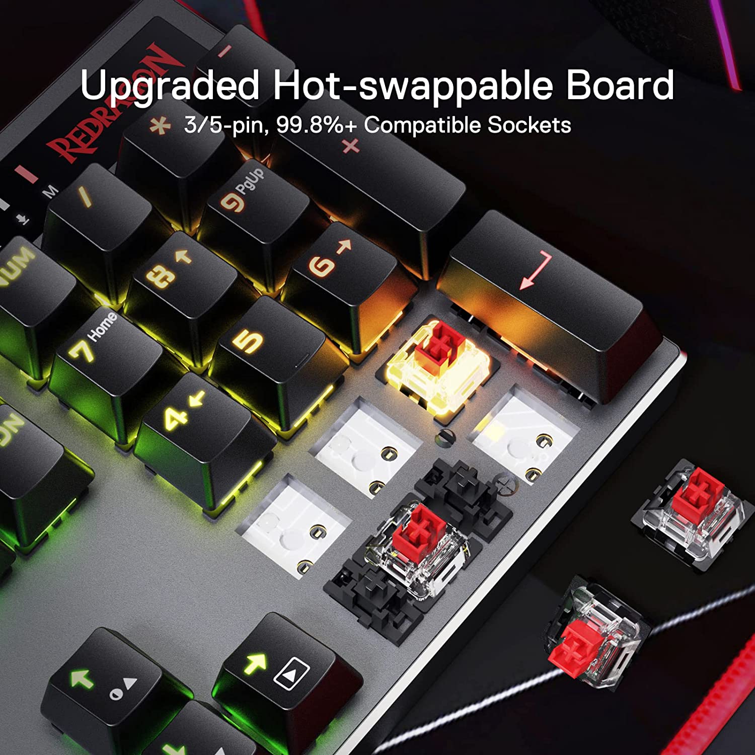 K556 PRO Upgraded Wireless RGB Gaming Keyboard, BT/2.4Ghz Tri-Mode Aluminum Mechanical Keyboard w/No-Lag Connection, Hot-Swap Linear Quiet Red Switch