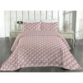 thumbnail image 2 of Ambesonne Floral Quilted Bedspread Set 3 Pcs, Flowers Grid of Squares Rose, Twin, Pale Pink and Olive Green, 2 of 4