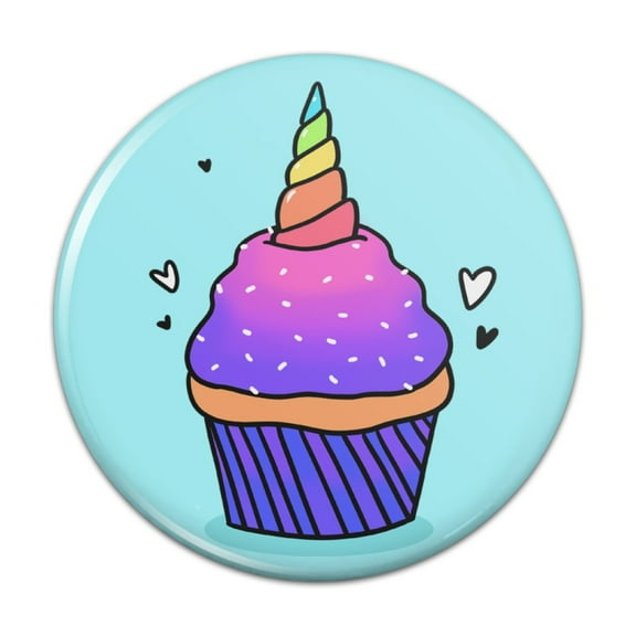 Unicorn Cupcake with Sprinkles Rainbow Pinback Button Pin