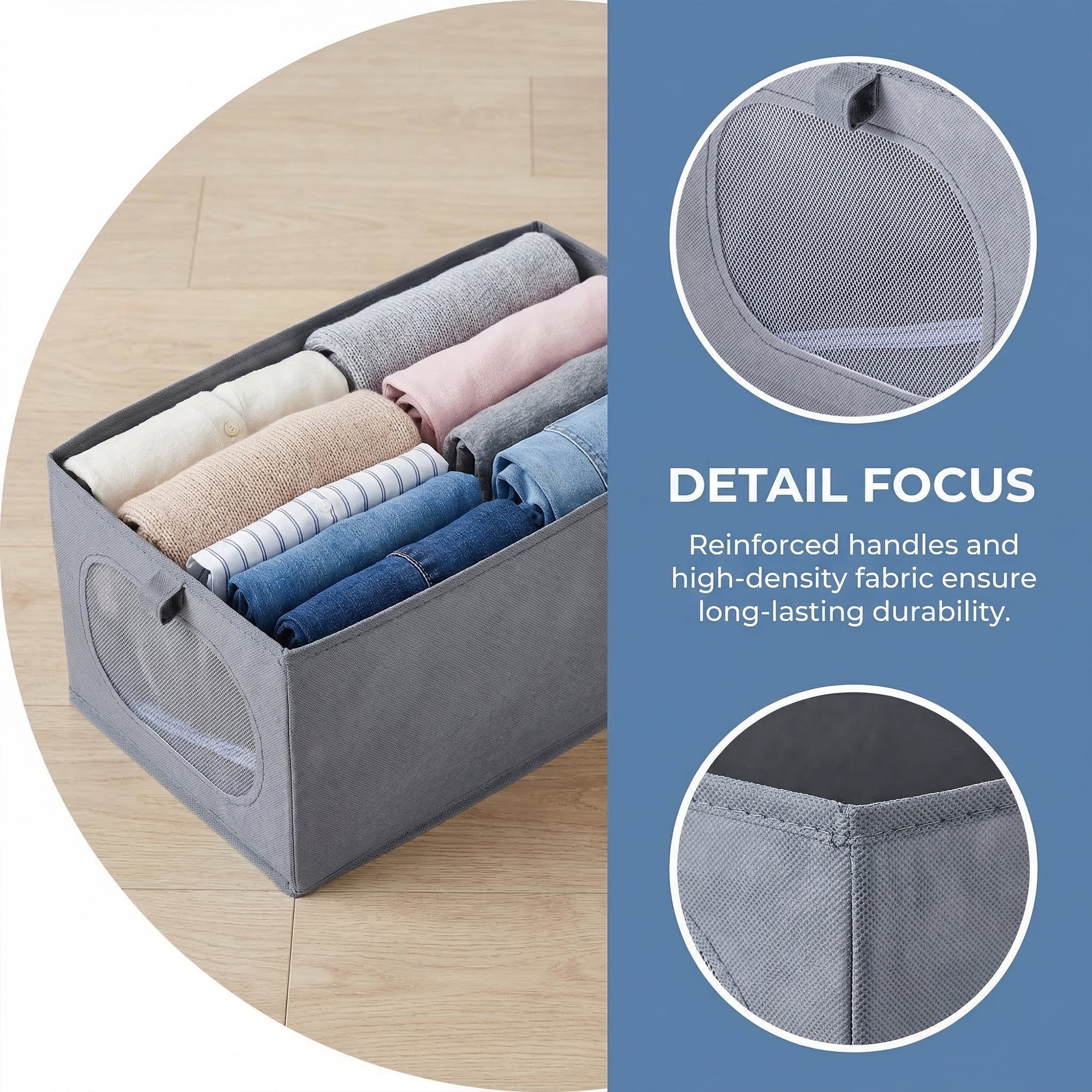 Unique Bargains Fabric Storage Bin With Bottom Dark Grey 17.3*9.8*7.9in