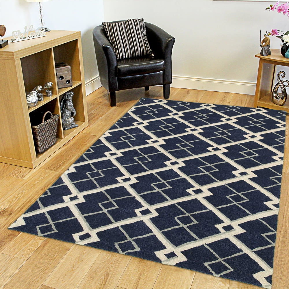 LR Home Luxor Navy Indoor Area Rug (8' x 10')
