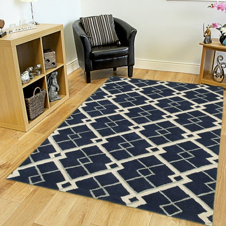 LR Home Luxor Navy Indoor Area Rug (8' x 10') - Walmart.com
