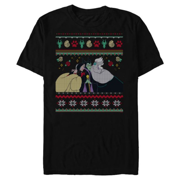 Disney Villains Maleficent Ursula Cruella Christmas Sweater - Short Sleeve Blended T-Shirt for Adults - Customized-Black
