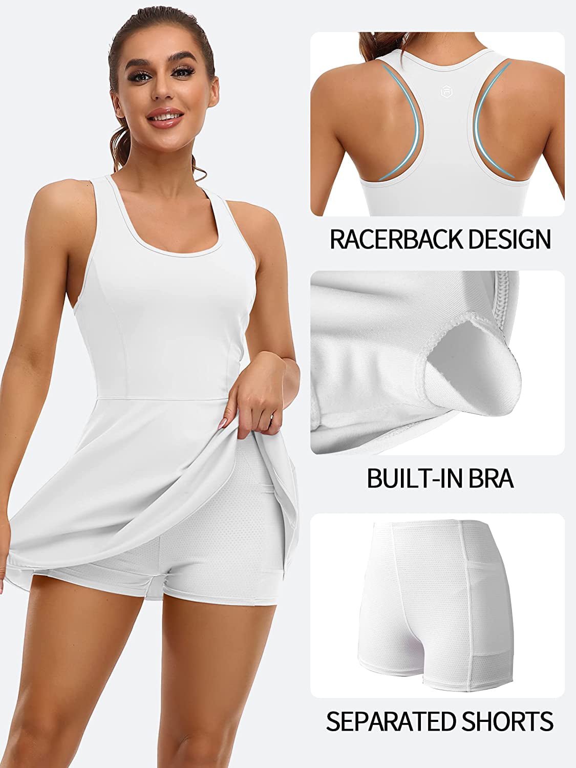 Tennis Dress for Women Workout Dress with Built-in Bra & Shorts Pockets Athletic  Dress for Exercise Golf Dresses 