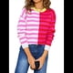 thumbnail image 2 of Suéteres de Punto con Rayas de Colores y Cuello Redondo para Mujer, Ideales para Looks de Otoño A Rosa Roja M, 2 of 9