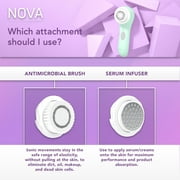 Spa Sciences NOVA Facial Cleansing Brush, Sonic Facial Cleansing for Exfoliation, Includes Antimicrobial Brush, Sensitive Skin Brush, and Serum Infuser, Mint