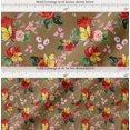 thumbnail image 2 of Soimoi Brown Cotton Poplin Fabric Leaves,Insect & Poppy Watercolor Decor Fabric Printed BTY 42 Inch Wide, 2 of 7