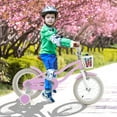 thumbnail image 4 of Gymax 14'' Kids Bicycle Children's Training Bicycle w/ Removable Training Wheels & Basket Purple, 4 of 9