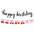 thumbnail image 1 of Banner PLAP para decoración de fiesta con frutas de cereza y feliz cumpleaños, 1 of 1