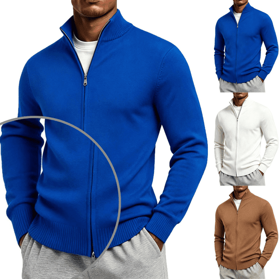 Frnrwgo Men's Cardigan Sweater Loose Fit Solid Color Long Sleeve Knit Casual Winter Outerwear Top
