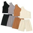 thumbnail image 4 of YTDSCS Girls 2Pcs Summer Outfits Clothes Set for Newborn Baby,Toddler Sleeveless Vest One-Shoulder Shirt Top+Shorts Set Kids Vest Shorts Two-Piece Set ,Size 9M-4Years, 4 of 9
