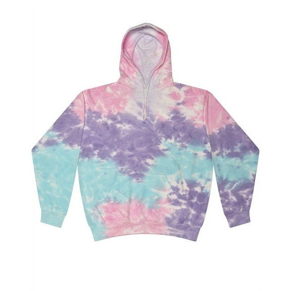 Adult Tie-Dyed Pullover Hooded Sweatshirt - COTTON CANDY - M