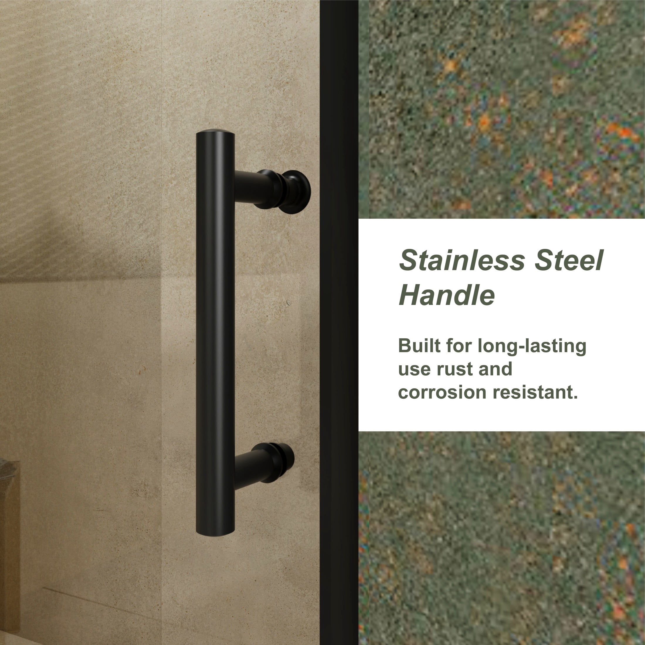 Noble House 60" x 72" Single Sliding Shower Door, 1/5" Clear Tempered Glass with Stainless Steel Handle, Matt Black