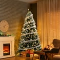 thumbnail image 3 of 7.5ft Slim Christmas Tree, Artificial Snow Tipped Christmas Tree with 1223 Branch Tips and DIY 350 Warm Lights, Green & Snow Tipped Xmas Trees for Indoor Outdoor Home Holiday Decoration, TE1235, 3 of 11