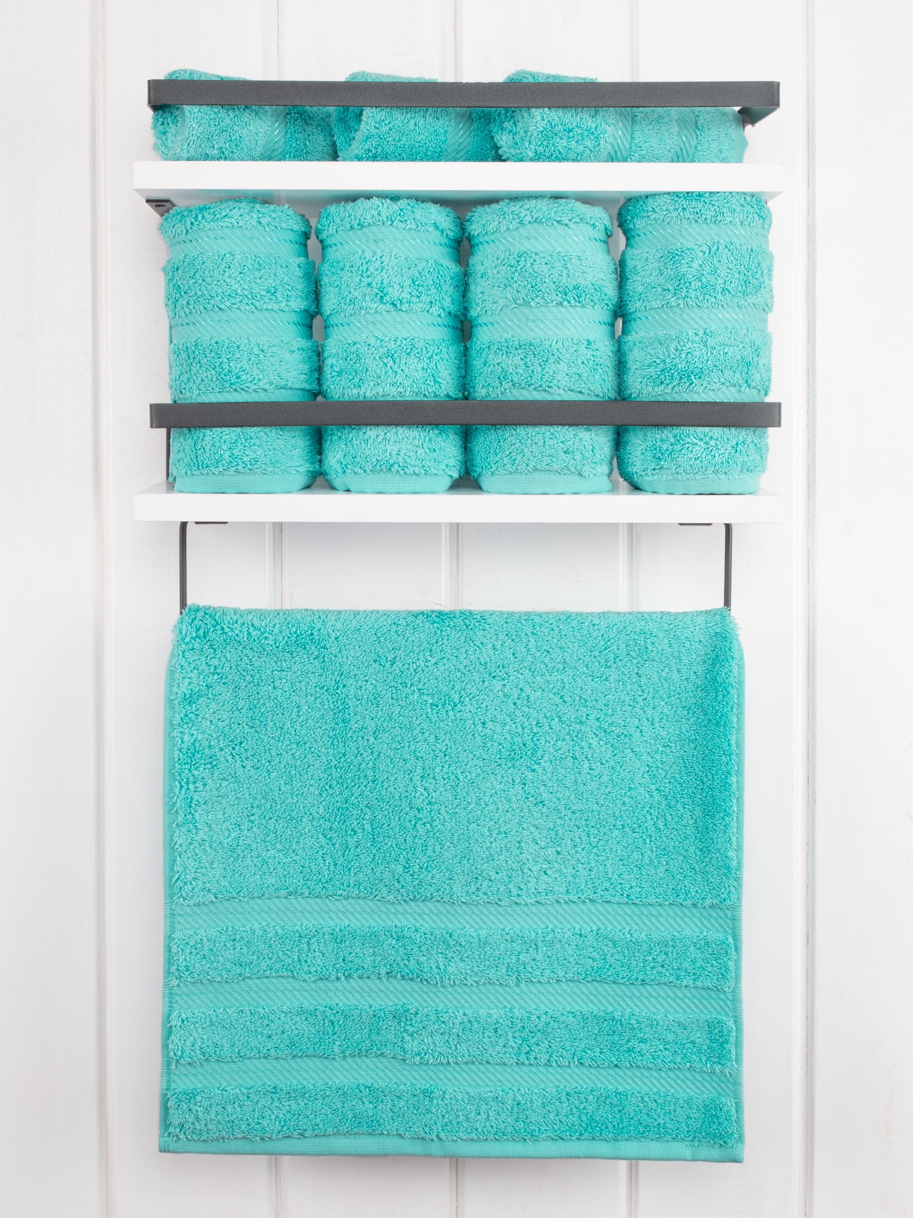 American Soft Linen Washcloth Set 100% Turkish Cotton 4 Piece Face Hand Towels for Bathroom and Kitchen - Aqua Blue