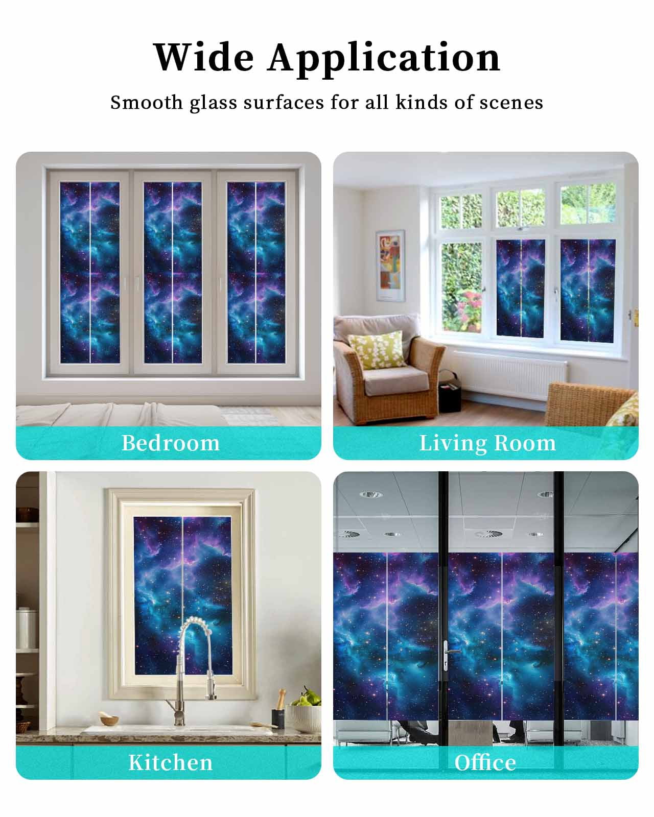 Window Privacy Film Starry Sky Stained Glass Window Film Decorative Sun Block Window Cover Modern Rustic Blue Purple Ombre Star Night Window Clings Static Adhesive Sticker for Bathroom 23.6"x78.7"