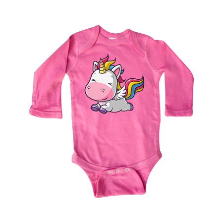 

Inktastic Cute Flying Unicorn Gift Baby Boy or Baby Girl Long Sleeve Bodysuit