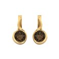 thumbnail image 1 of Boucles d'Oreilles pour Femme en Vermeil Or Argent 925 avec Clous d'Oreilles Anglais à Quartz Rond Fumé de 5 mm, 1 of 4