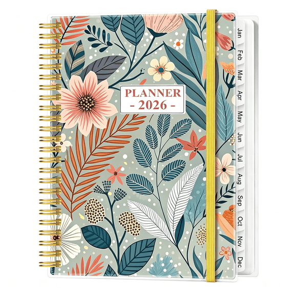 Dvjoy 2026-2027 Planner - Planner 2026-2027 from July 2026 - June 2027, Weekly & Monthly Planner Spiral Bound with 12 Monthly Tabs, Inner Pocket, 6.4" x 8.5", Flower-A
