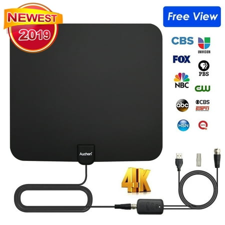 Digital TV Antenna - 110 Miles HDTV Antenna Digital Indoor Antenna with Detachable Signal Booster VHF UHF High Gain Channels Reception For 4K 1080P Free TV Channels - Auchen 2019 Newest