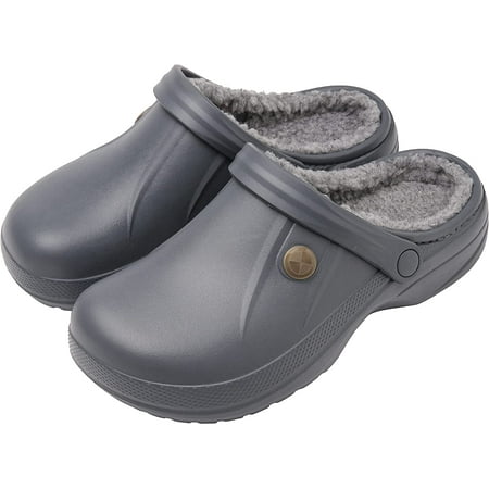 

Waterproof Slippers Women Men Fur Lined Clogs Winter Garden Shoes Warm House Slippers Indoor Outdoor Mules
