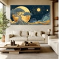 thumbnail image 6 of Oversized Canvas Wall Art Tree of Life with Sun and Moon, Blue Abstract Nature Paintings, Modern Canvas Prints for Living Room Bedroom Home Decoration, 6 of 7