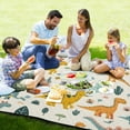 thumbnail image 4 of Leaves with Dinosaurs Beach Blanket Outdoor Picnic Blanket 78"x 78" Waterproof Foldable for Beach Camping Travel Hiking Grass Lawn Park, 4 of 5