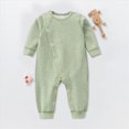 thumbnail image 4 of YIWULA Baby Boy Girl Button Front Sleep Play Footed Sleeper Long Sleeve Pyjamas Baby Cotton Up Sleepsuit Baby Footed Pajam(18-24 Months,Green), 4 of 5