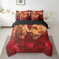 thumbnail image 2 of Homewish Romantic Lion Animal Twin Bedding Sets 7-Piece, Rose Floral Flower Bedding Comforter Set, Couple Valentine's Day Reversible Sheet Sets, Breathable Home Decor, 2 of 7