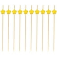 thumbnail image 1 of 100 palillos desechables con diseño de estrella para frutas, cócteles, bebidas, suministros para fiestas, tenedores de bambú (amarillos), 1 of 7