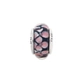 thumbnail image 3 of Pink and Black Hand Blown Glass Charm .925 Sterling Silver Reflection Beads - QRS636, 3 of 5