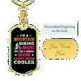 thumbnail image 3 of Mountain Biking Mom Cycling Stainless Steel or 18k Gold Premium Swivel Dog Tag Keychain, 3 of 10