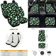 thumbnail image 4 of Yuyamidu Daisy Car Seat Cover Set of 15 Ladybug Car Carpet Mats Steering Wheel Cover Seatbelt Cushion Pad Gear Shift Knob Cover Set Cup Holder, Green, 4 of 6