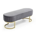 thumbnail image 5 of Miniyam Bench Bedroom Bench,Velvet Oval Upholstered End of Bed Bench with Golden Metal Legs,Gray, 5 of 7