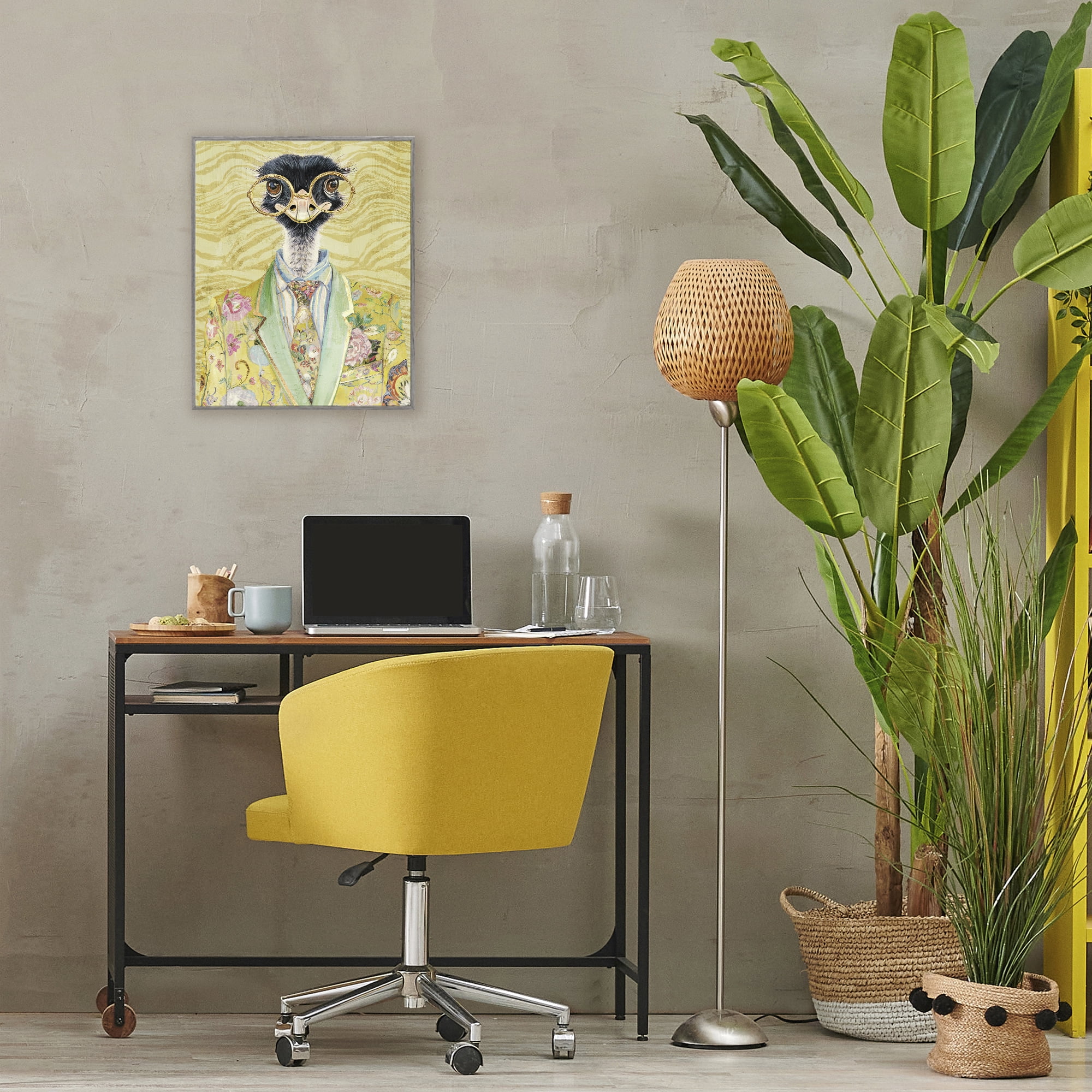 Stupell Industries Dandy Ostrich Portrait Gray Framed Giclee Art, design by Svetlana Aleynikova
