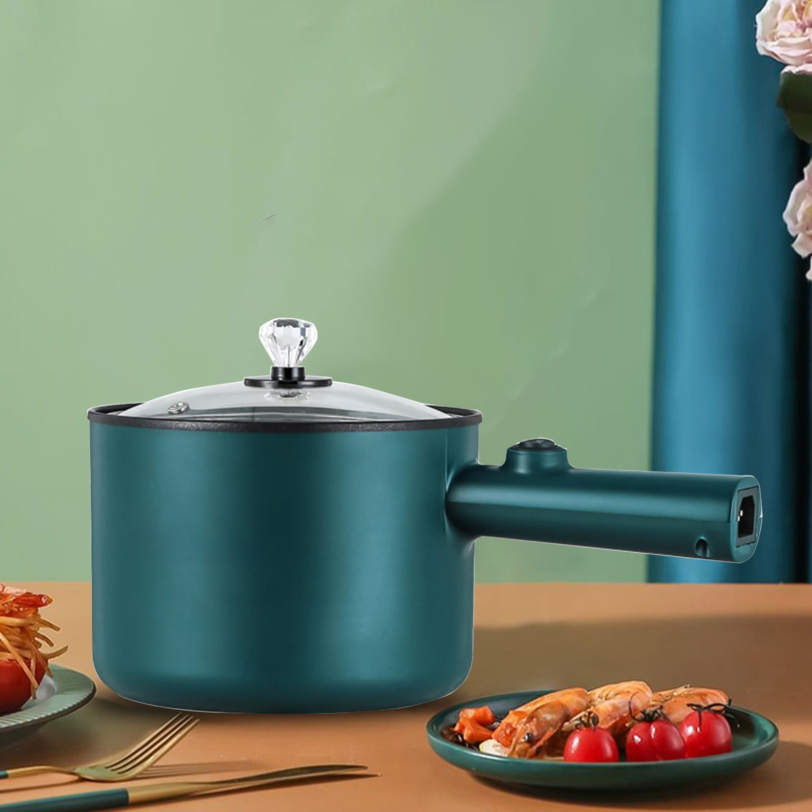 Multifunctional Electric Pot, Portable Cooker for Rice, Pasta, Soup, 1.8L Capacity, 450W Power, Non-Stick Ceramic Coating, Overheat Protection, Ideal for Dorms, Office, Camping