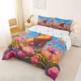 thumbnail image 2 of Erosebridal Rodent Animal Capybara Full Size Comforter Sets,Rustic Flowers Pink Floral Bedding Sets For Girls Kids Reversible 3pcs, 2 of 7