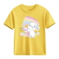 thumbnail image 7 of Piuwrlz 12/13 Girls Short T-Shirts Sleeve Teen Graphic Shirts Tops Crew Neck Pullover Yellow Size 12-13 Years, 7 of 7