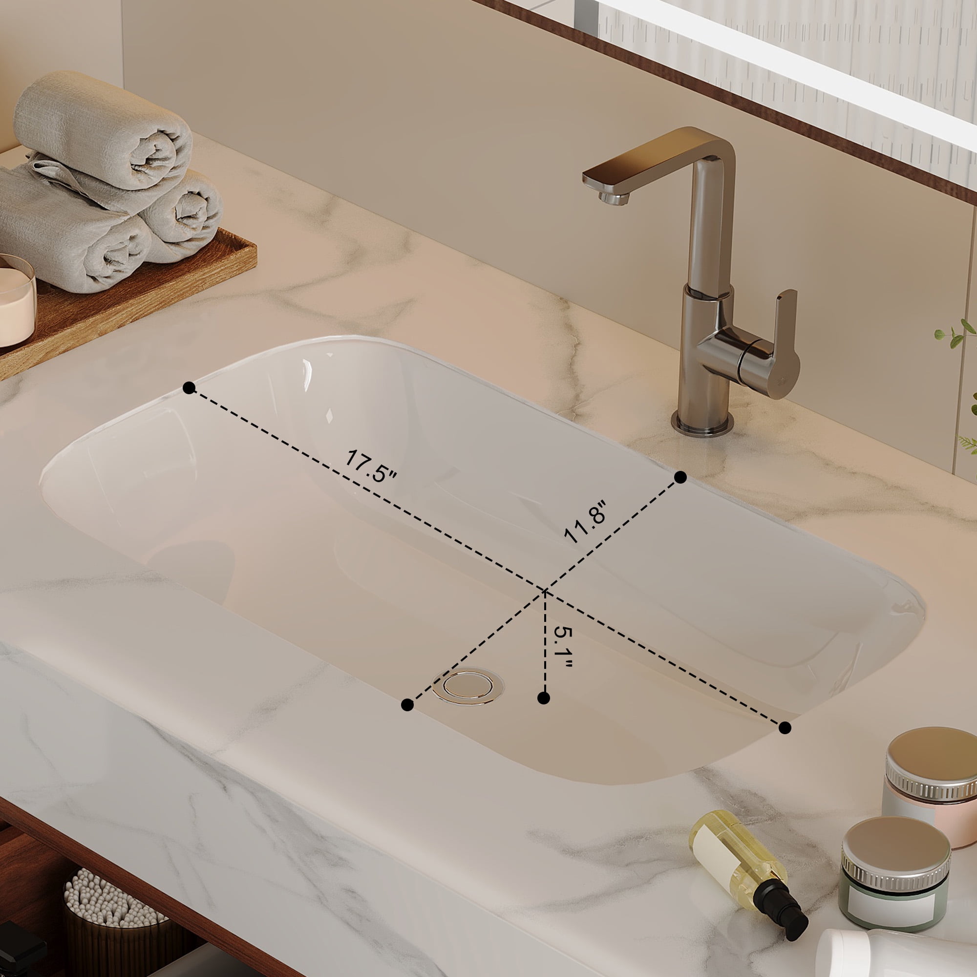 Aukfa 39.4" Floating Bathroom Vanity with Sink, Wall Mounted Cabinet,2 Drawer,Walnut