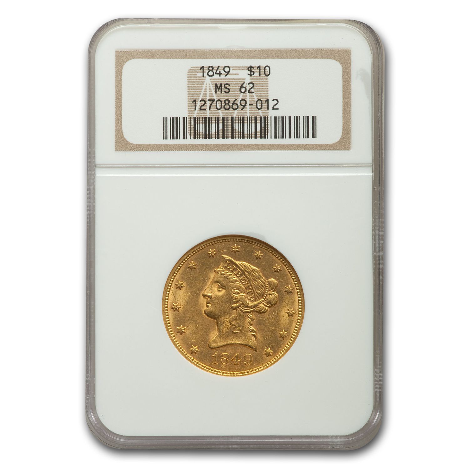 1849 10 Liberty Gold Eagle Ms 62 Ngc